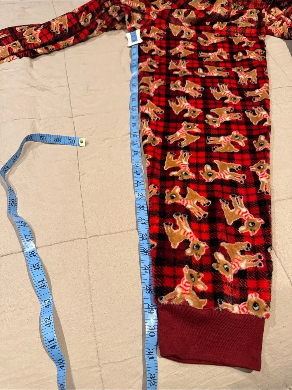 Rudolph the Red-Nosed Reindeer Super Minky Union Suit Pajama with Hood. NWOT LRG